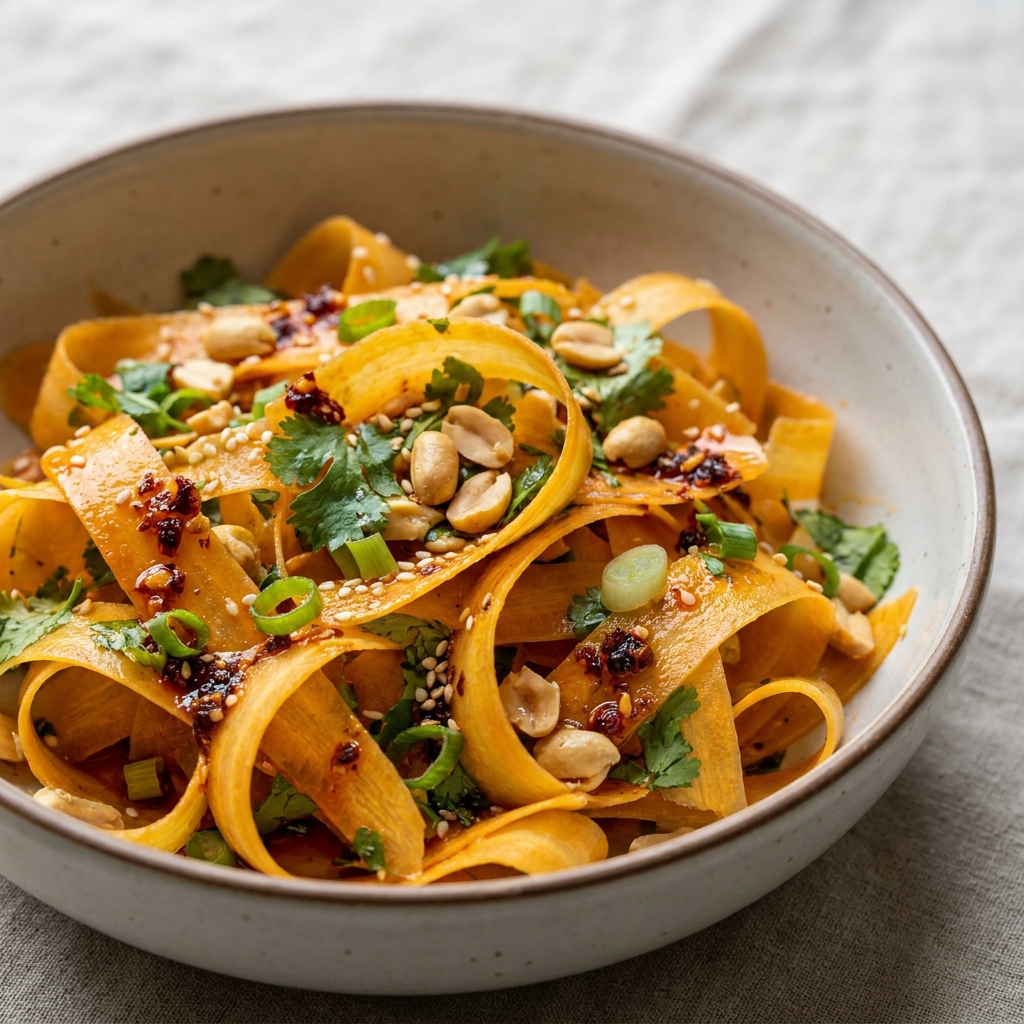 Chili crisp carrot ribbon salad recipe