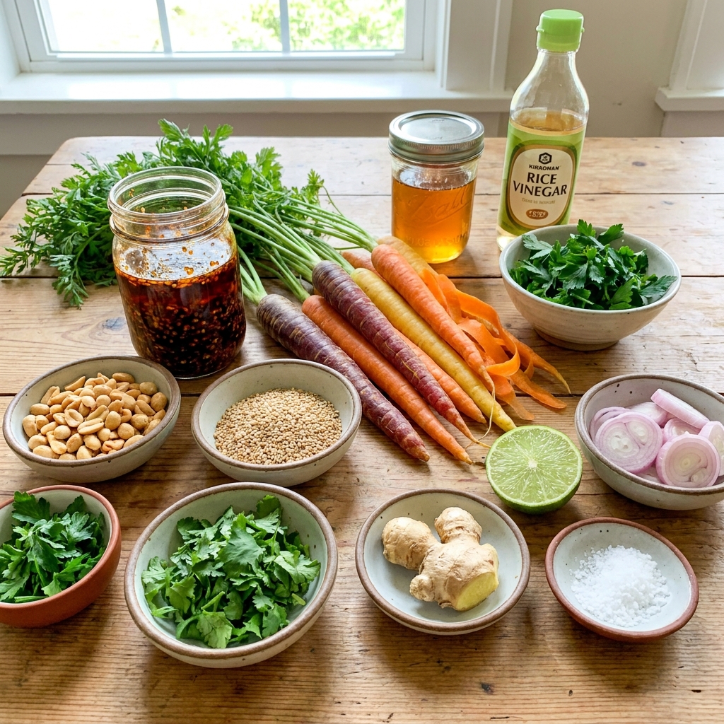Chili crisp carrot ribbon salad recipe