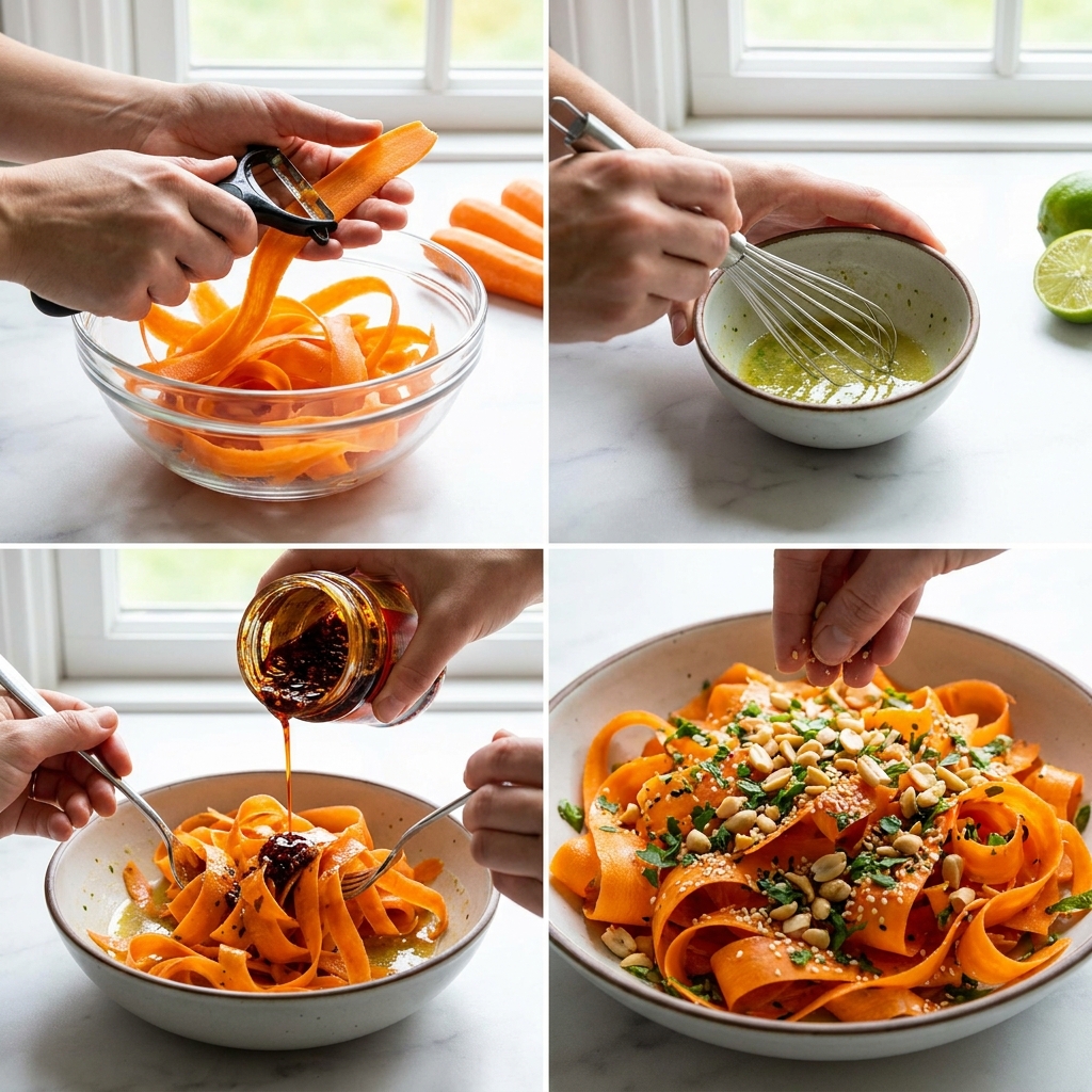 Chili crisp carrot ribbon salad recipe