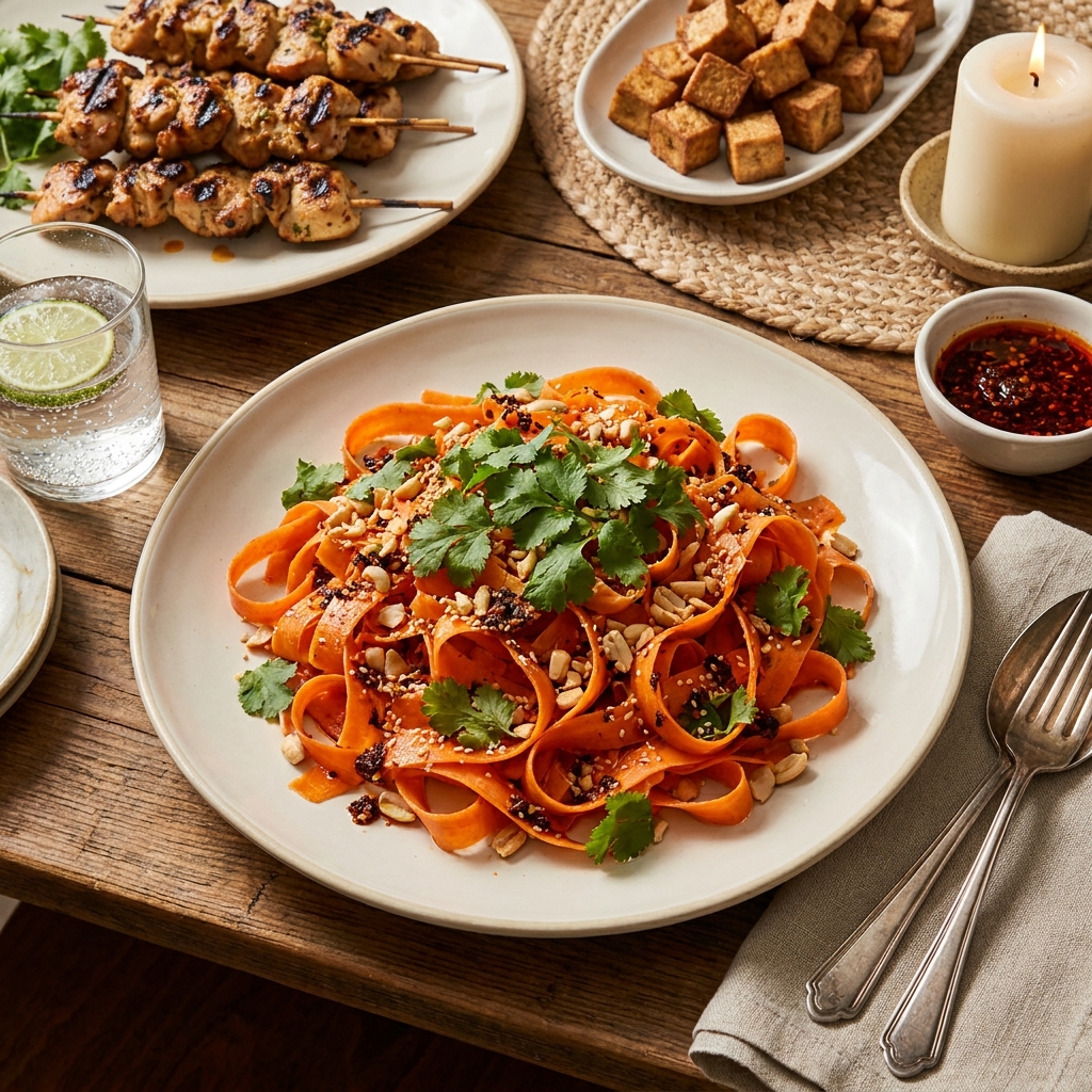 Chili crisp carrot ribbon salad recipe