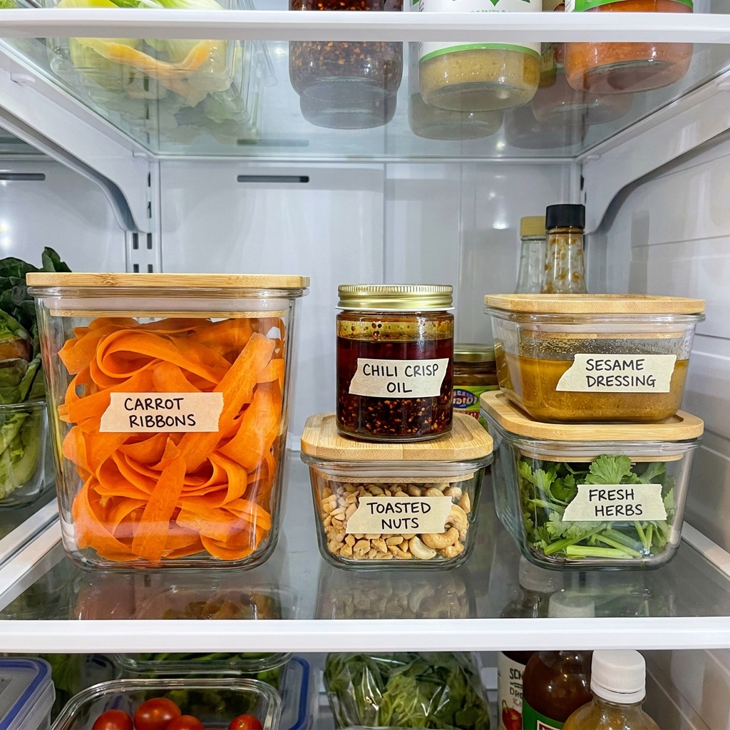 Chili crisp carrot ribbon salad recipe