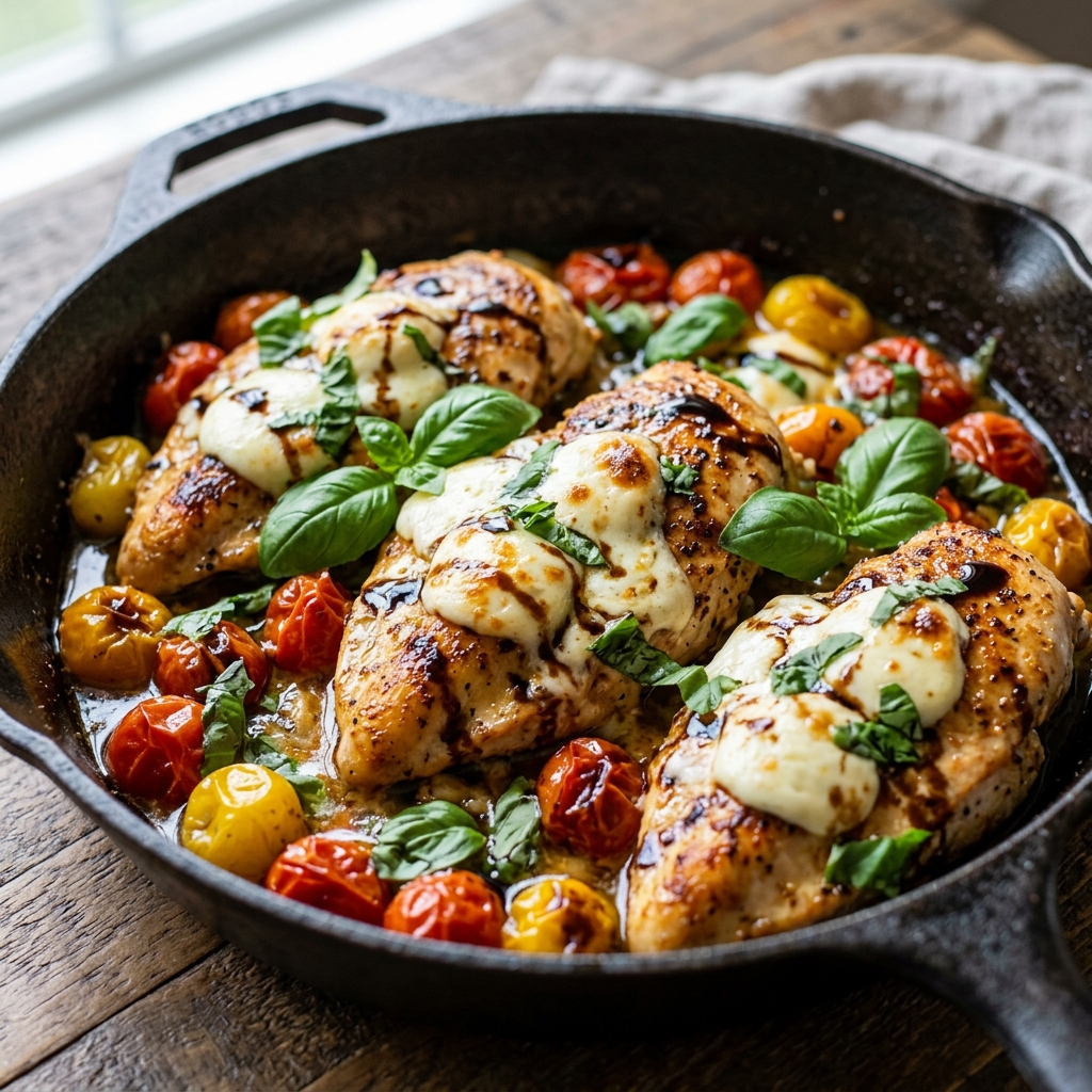 Home 4 One Pan Caprese Chicken Recipe