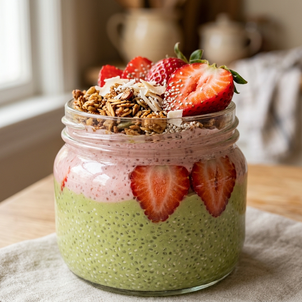 Strawberry Matcha Chia Pudding Recipe