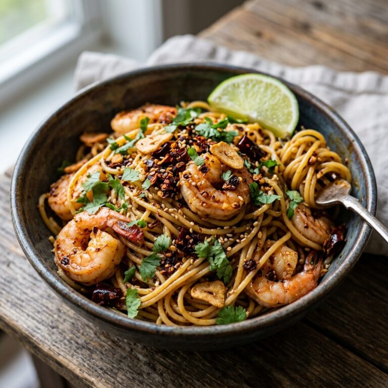 Salsa Macha Pasta With Shrimp recipe