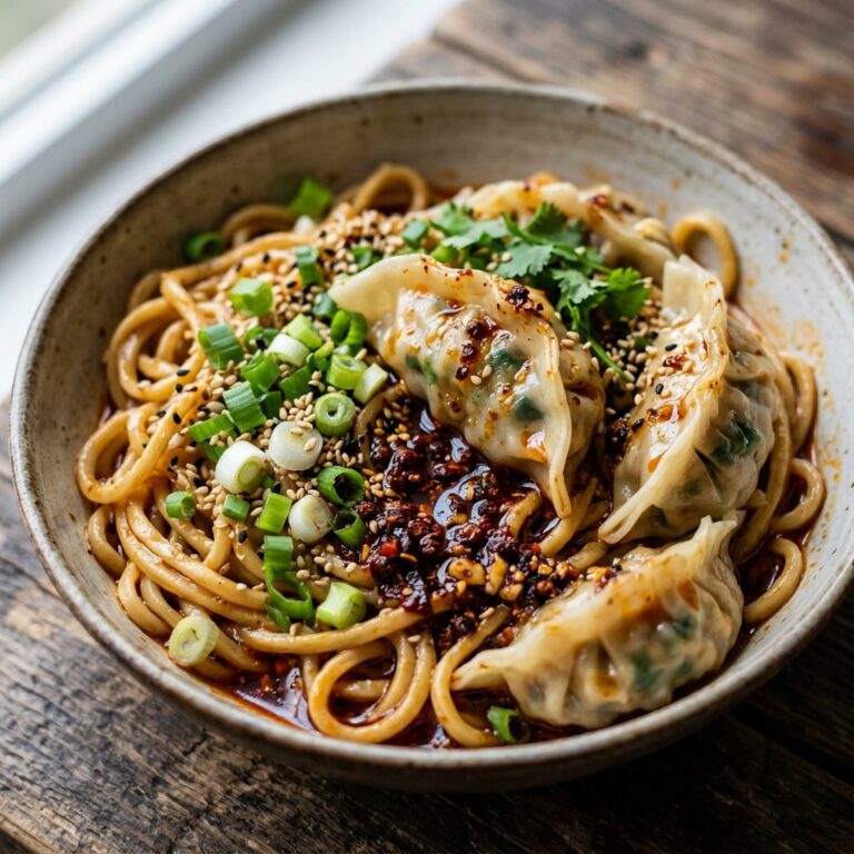 Chile Oil Dumplings With Noodles recipe