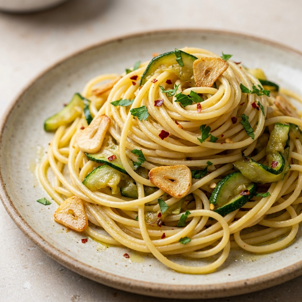 Spaghetti Aglio Olio With Zucchini Recipe