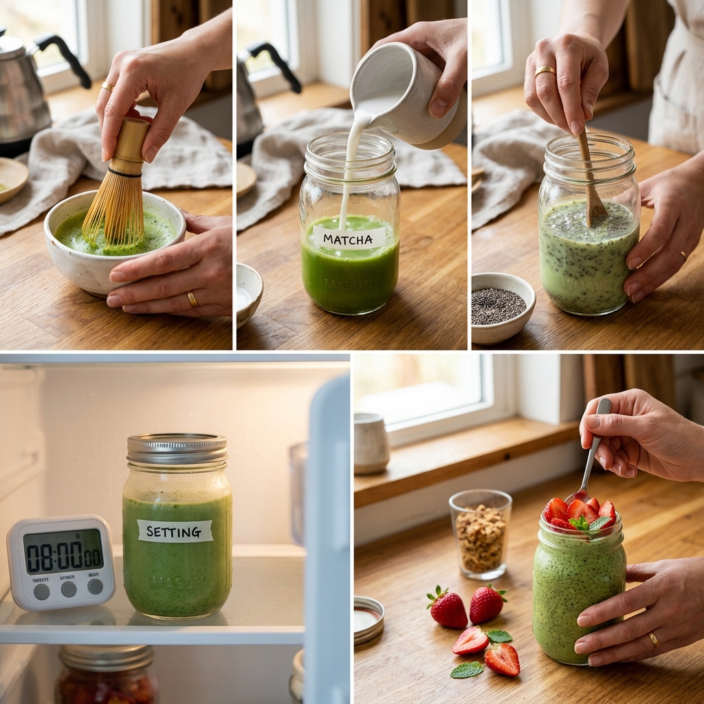 Strawberry Matcha Chia Pudding Recipe