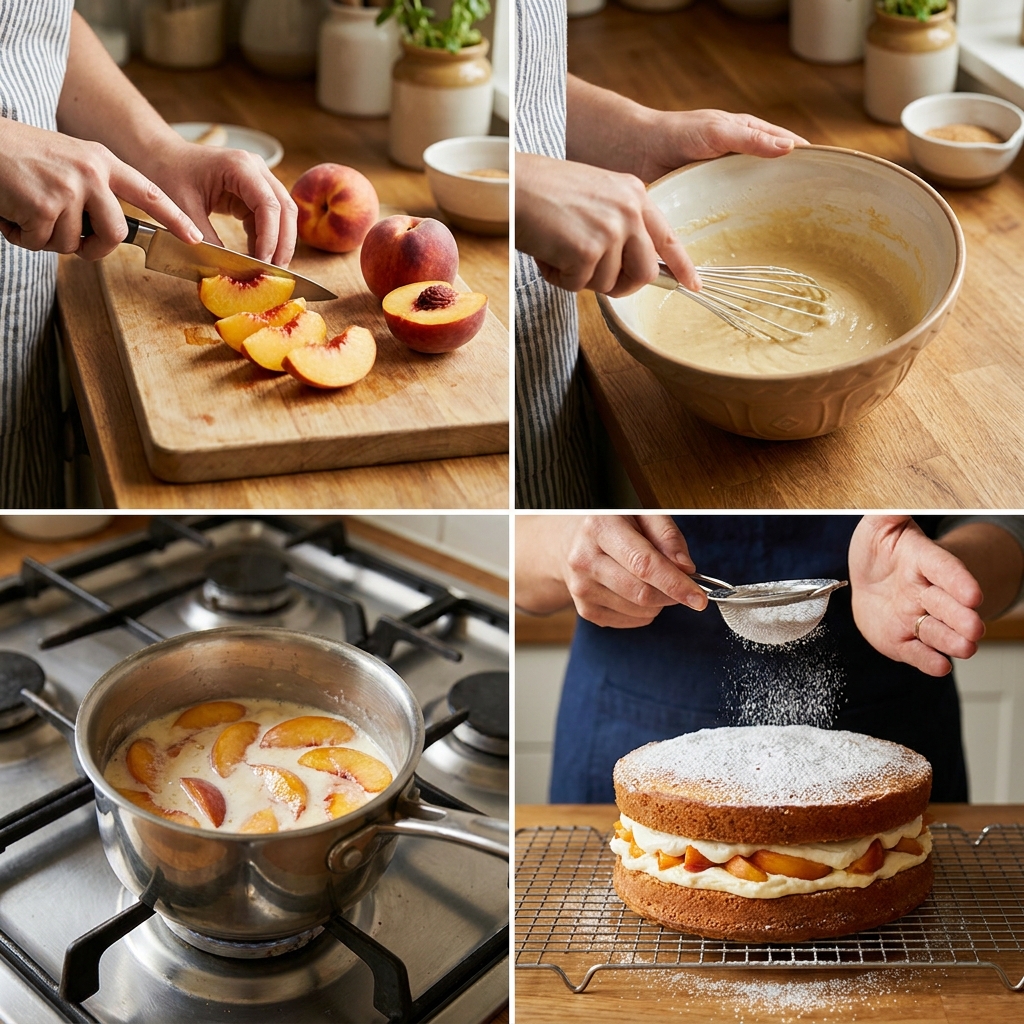 Peaches and Cream Victoria Sandwich Recipe