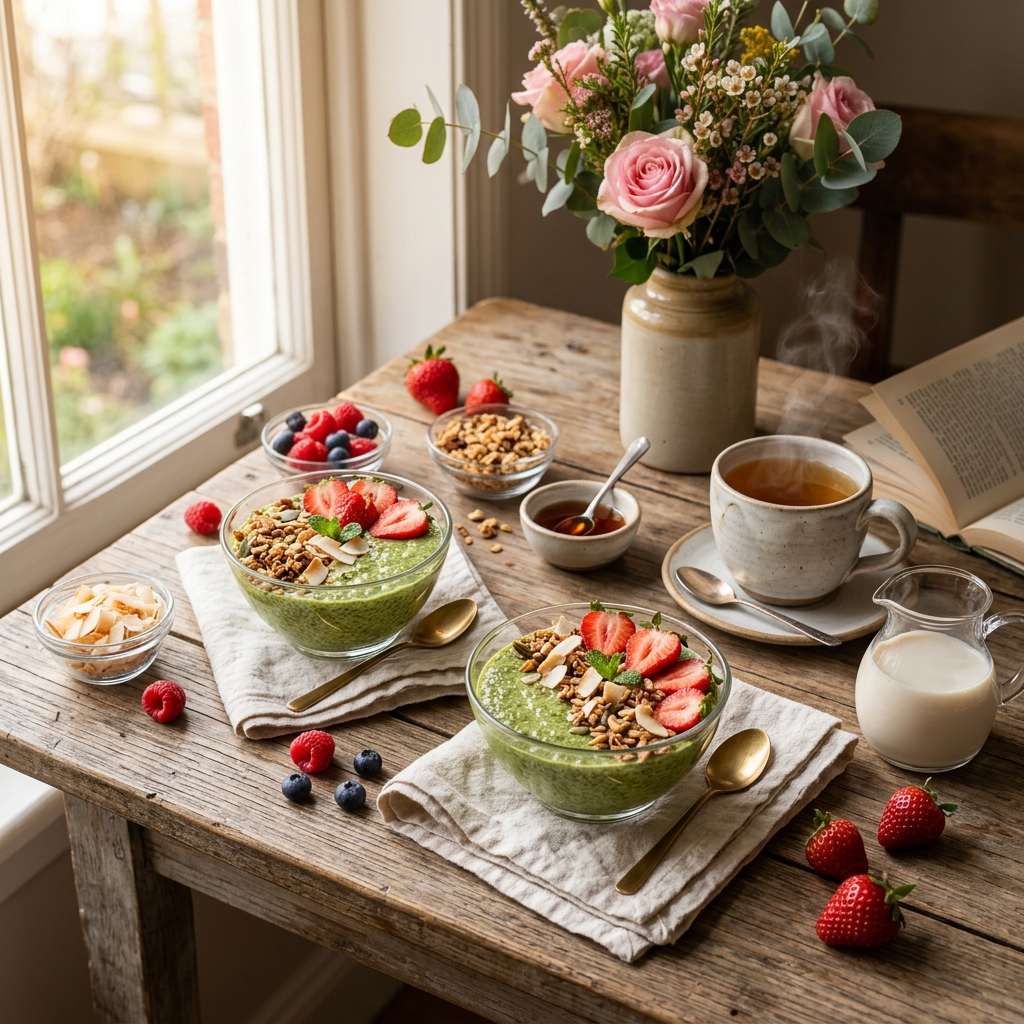 Strawberry Matcha Chia Pudding Recipe